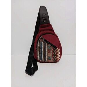 Canyon Sky Aztec Shoulder Tote Pack Maroon Women's
